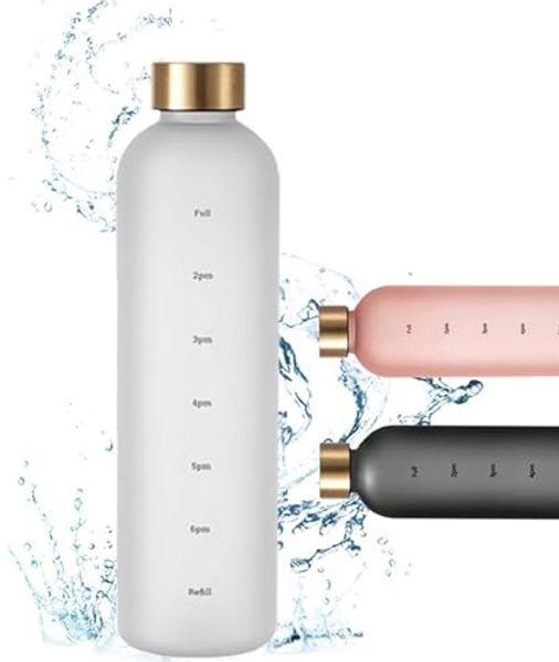 Botells Trinkflasche Wasserflasche 1l, Trink Motivations Skala, leicht auslaufsicher edel, Kohlensäure geeignet, Schule, Beruf, Sport, Freizeit