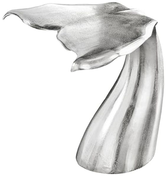 riess-ambiente Beistelltisch WILDLIFE 60cm silber · Wohnzimmertisch aus Metall (Einzelartikel, 1-St), Walflossen-Skulptur · handmade · Dekoration · maritimes Design
