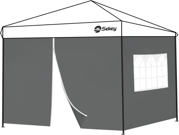 Sekey 2PCS Seitenwände für Pavillon 3x3 Wasserdicht Winterfest, Seitenwände für Pavillon Partyzelt Gartenzelt 3x3 m, 1 Fenster 1 Tür, Grau (Grau, 1 Fenster 1 Tür)