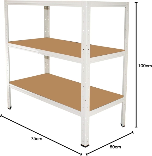 shelfplaza HOME 100x75x60 cm Schwerlastregal in weiß mit 3 Böden und 175 kg Traglast pro Boden Bild 2