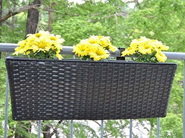 Blumenkübel Blumenkübel Blumenkasten Rechteck Polyrattan LxBxH 60 x 19 x 20 cm coffee braun