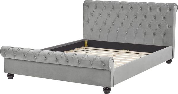 Bett Samtstoff hellgrau 160x200 cm AVALLON Bild 4