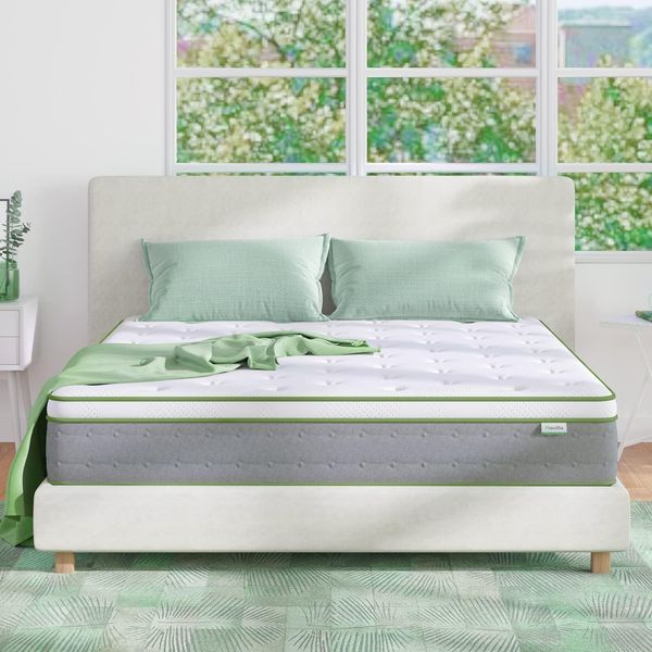 Novilla Matratze 150x190 H2-H3 Federkernmatratze Foam Mittelfest Taschenfederkern Matratze Öko-Tex zertifiziert Taschenfederkern Hybridmatratze Bambus Weiß | Höhe 20cm