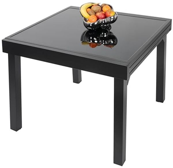 ib style Gartentisch Diplomat Quadro Ausziehtisch 90 - 180 cm silber (Tisch), Gartentisch - ESG-Sicherheitsglas - Aluminium - ausziehbar