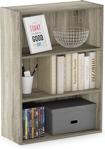 Furinno Pasir 3-Stufe offenes Regal, Bücherregale, Sonoma Oak, 57. 7 (Breite) x 80 (Höhe) x 24. 1 (Tiefe) cm