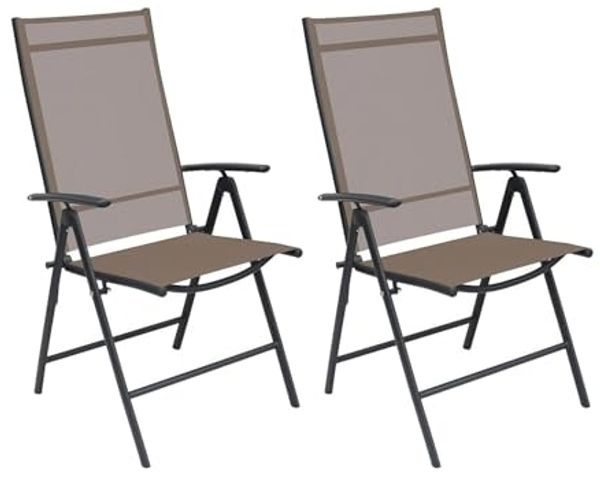 2er Garten Klappstuhl Gartenstuhl Textilen Anthrazit Schokobraun 7 Pos