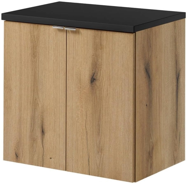 Waschtischunterschrank Skelbolu 60 x 60 x 40 cm Eicheoptik/Schwarz [en. casa]