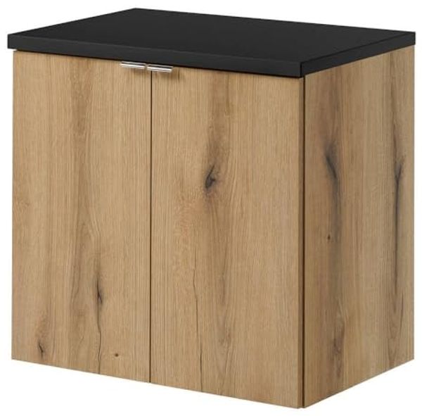 Waschtischunterschrank Skelbolu 60x60x40cm Eicheoptik/Schwarz [en. casa]