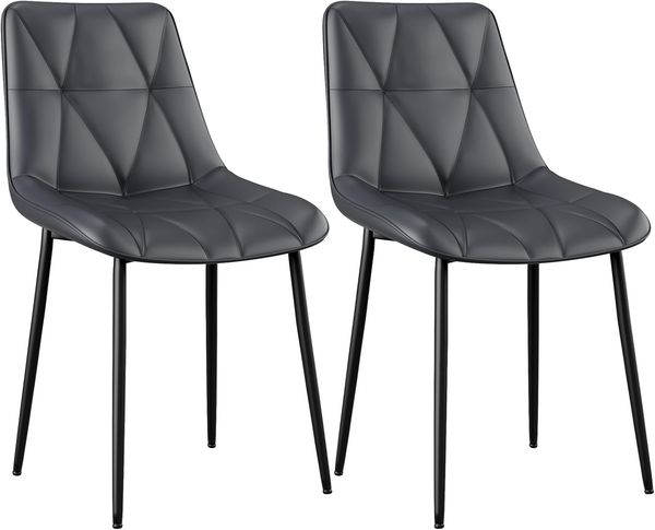 Clevich Esszimmerstühle 2er Set, Bis 200 kg, PU Polsterstuhl, Metallbeine, Stabil, Komfortabel, Einfache Montage, Küchenstühle 81 x 57 x 50CM (Grau, 2 Stück)