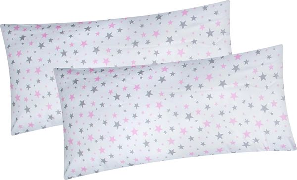 Heubergshop Kissenbezug, (2 Stück), 2er Set 40x80cm Sterne 100% Baumwolle Kissenhülle Kinder (640/2-40x80)