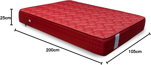 Imperial Confort 619262 Matratze Helsinki Massage 25, Memory-Schaum, Baumwollmischung, Weiß/Rot, 105x200 cm Bild 2