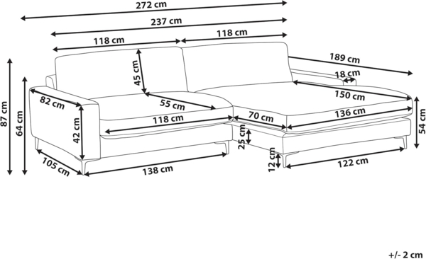 Ecksofa 3-Sitzer MALOY Stoff Braun linksseitig Bild 3