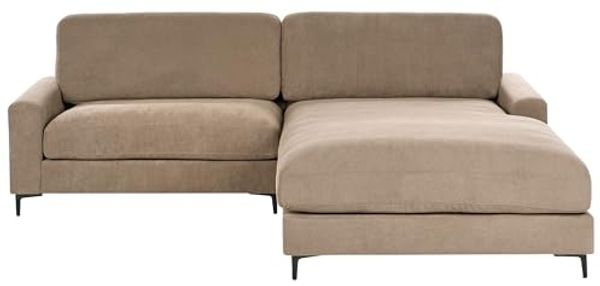 Ecksofa 3-Sitzer MALOY Stoff Braun linksseitig