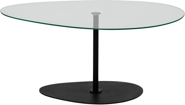 Modern Coffee Table with 100% Tempered Glass Top, 90 x 60 x 40 cm, Stylish Black Metal Legs, Disassembled for Easy Assembly, Elegant & Novel Design