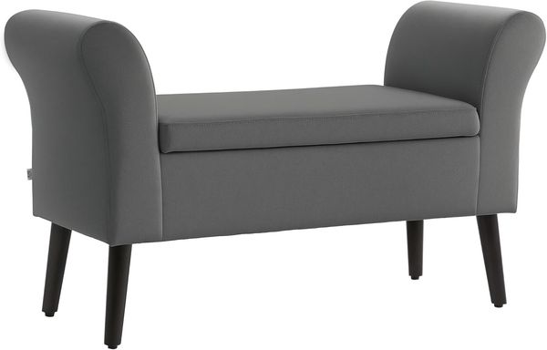 HOMCOM Sitzbank mit Stauraum, Armlehnen, Sitzhöhe 46cm (Truhenbank, 1-St, Polsterbank), für Flur Schlafzimmer Polyester 111,5 x 41 x 65 cm Dunkelgrau