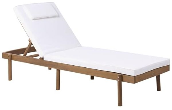 Sonnenliege mit Kissen MARCETELLI mit Relaxfunktion Akazienholz Weiß