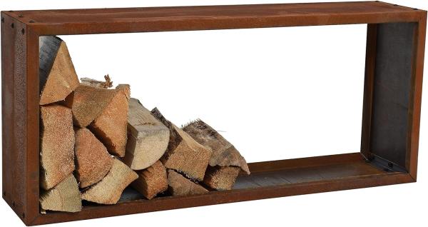 Kaminholzregal Brennholzregal Edelrost 115x50x25 cm Holzregal Rost Cortenstahl Bild 3