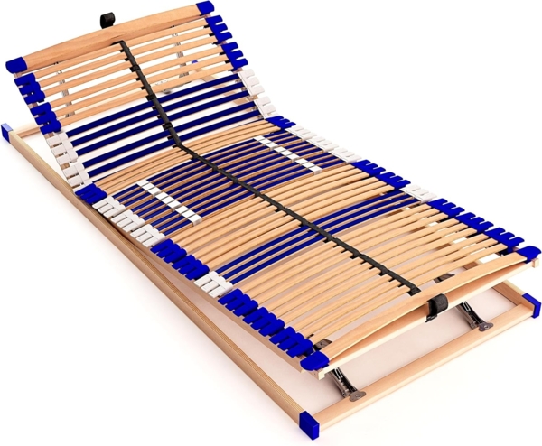 stabiler Lattenrost 100% BUCHE - Kopf- und Fußteil verstellbar - SCHULTERFRÄSUNG, 7 Zonen, 44 Federleisten, Härte-Regulierung, Mittelgurt - VARIO COMFORT 44® - 100% fertig montiert (70x190 cm)