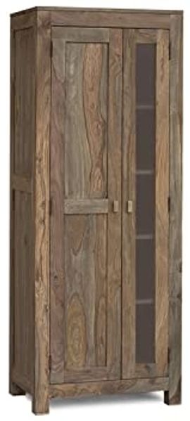 Schrank Sheesham 70x45x180 grau geölt NATURE GREY #0125