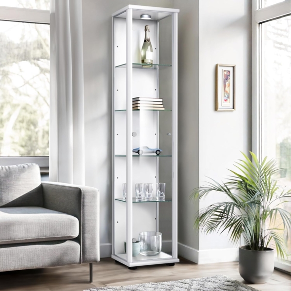 K-Möbel Glasvitrine C1014 (Glasvitrine (176x37x33 cm) mit 1 Glastür) Glasvitrine stehend