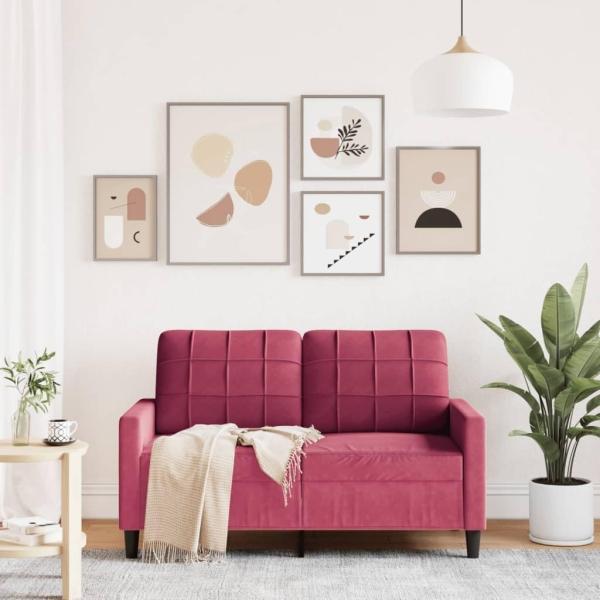 vidaxl 2-Sitzer-Sofa, 120 cm, Samt, Weinrot
