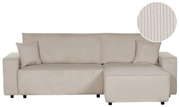 Schlafsofa ABACKA Beige Cord Linksseitig