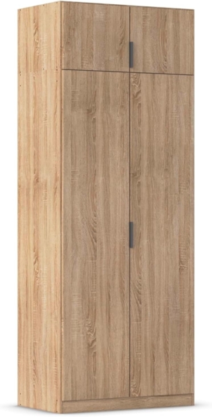 Rauch Möbel Lagoa, Kleiderschrank, Garderobe für Schlafzimmer, Kinderzimmer, Jugendzimmer 4-türig, Farbe Eiche Sonoma, Holz, Breite 91