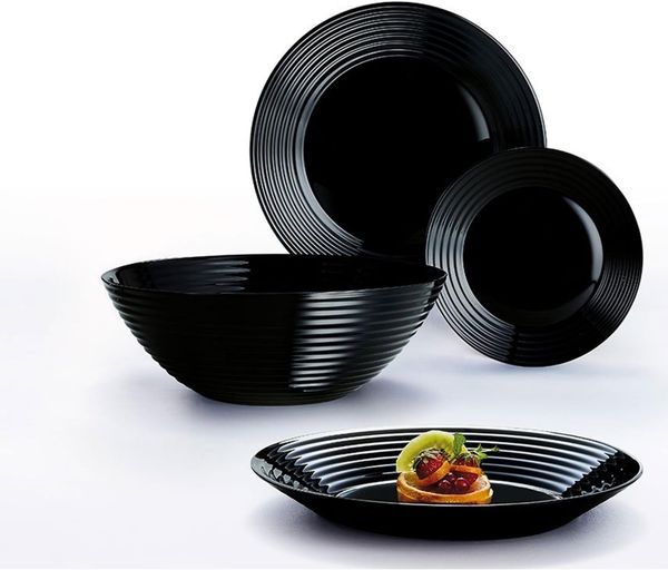 Luminarc Teller-Set Harena, 6 Personen, Glas, 19-tlg. Teller, Dessertteller, Suppenteller, Salatschüssel
