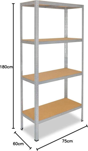 shelfplaza HOME 180x75x60 cm Schwerlastregal in grau-verzinkt mit 4 Böden und 175 kg Traglast pro Boden Bild 2