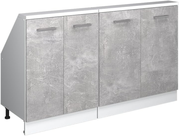 Dachschrägenschrank-Set Rion Beton/Weiß 2er Set Vicco