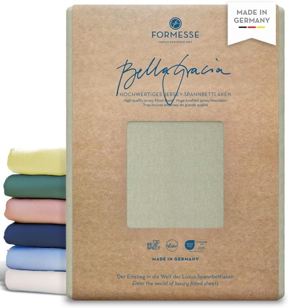 Formesse Jersey Spannbetttuch Bella Gracia|90x190 - 100x220 cm| graugrünFormesse Jersey Spannbetttuch Bella Gracia