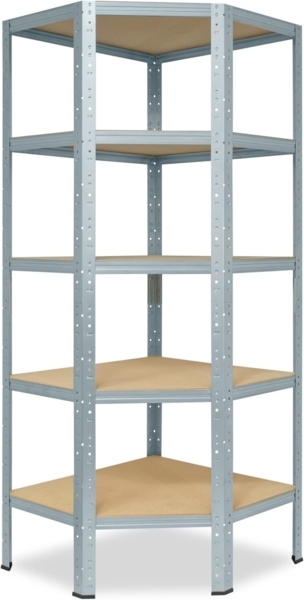 shelfplaza HOME 180x60x30 cm Eckregal in grau-verzinkt mit 5 Böden und 175 kg Traglast pro Boden