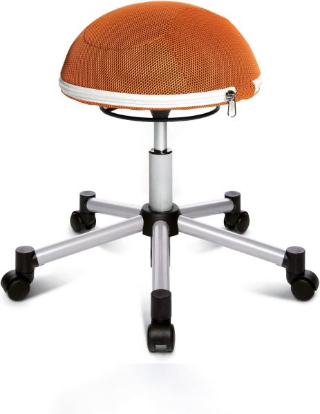 Topstar Sitness Half Ball, Fitness-Hocker, Arbeitshocker, Rollhocker, Dreidimensional bewegliche Sitzfläche, Stoffbezug, orange