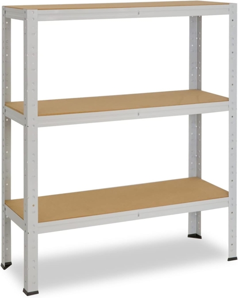 shelfplaza OFFICE 90x100x30 cm Schwerlastregal in lichtgrau mit 3 Böden und 175 kg Traglast pro Boden