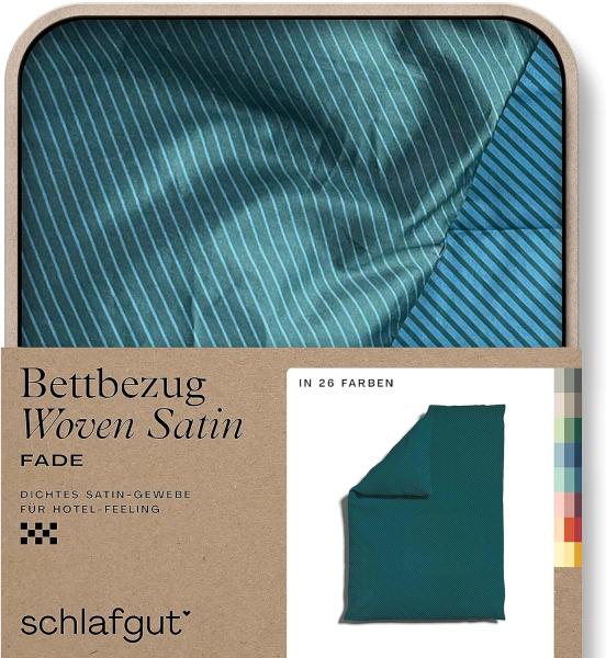 Schlafgut Woven Fade Bettwäsche|Bettbezug einzeln 155x220 cm| petrol-deep-green-deep