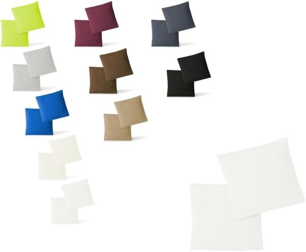 Jersey Kissenbezug, 2er Set, Baumwolle, Weiß, 80x80 cm