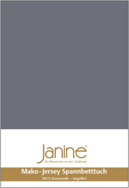 Janine Mako-Jersey Spannbetttuch Spannbettlaken 100% naturreine Baumwolle 90-100cm x 190-200cm 48 opalgrau