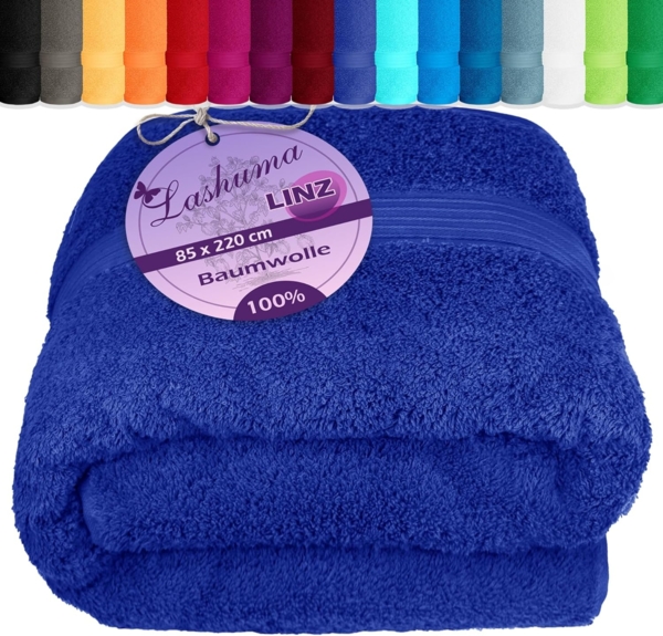 Lashuma Saunatuch Linz, Frottee (1-St), Großes Handtuch 70x200 cm blau uni