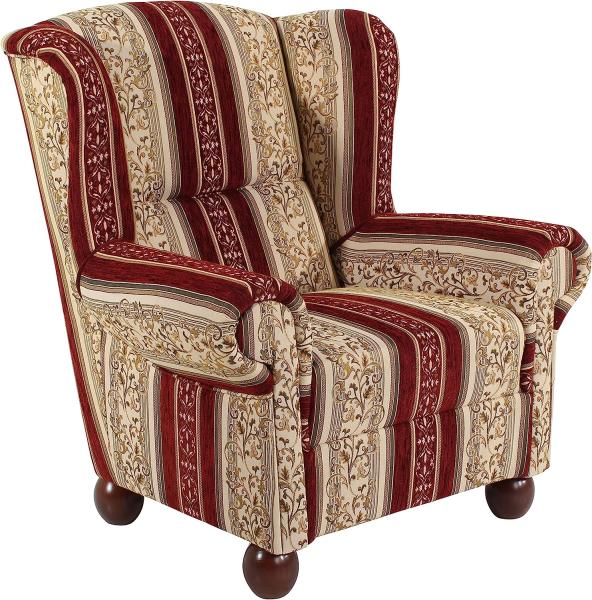 Monarch Ohrenbackensessel Chenille Rot Buche Nussbaumfarben