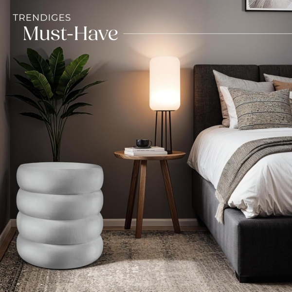 tectake® Hocker mit Stauraum, Scandi Sitzhocker Samt Stoff, Pouf, Polsterhocker rund für Schminktisch, Schlafzimmer, Wohnzimmer Möbel, als Flur Möbel, Stauhocker Wohnen - Samtoptik grau Bild 9