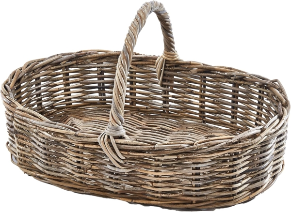 Kobolo Tablett Dekotablett Serviertablett aus Rattan kubu grey, Rattan