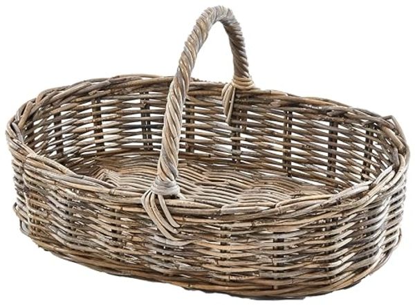 Kobolo Tablett Dekotablett Serviertablett aus Rattan kubu grey, Rattan