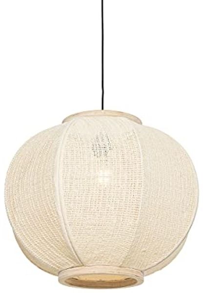 Qazqa Pendelleuchte Rob, ohne Leuchtmittel, E27, Weiß, Orientalisch, Textil, 1-flammig