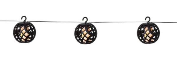 Star Trading Solar Light Chain Flame – 8 LED Solar Lichterkette mit Flammeneffekt, Dämmerungssensor, Outdoor Garten & Balkon Beleuchtung, Warmweiß, 200 cm Kabel, Schwarz