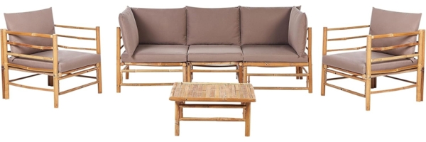 Lounge Set mit Tisch CERRETO Bambusholz Taupe