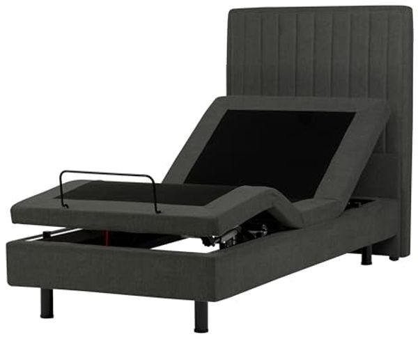 Bett verstellbar Stoff CASTELLAN 90 x 200 cm Dunkelgrau