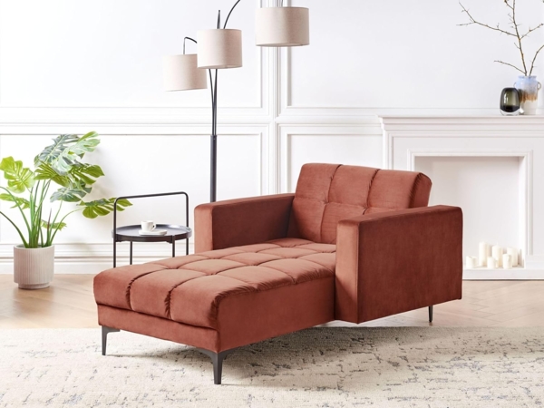 Beliani 'ALNES' Chaiselongue, Hellrot, Samtstoff Bild 2