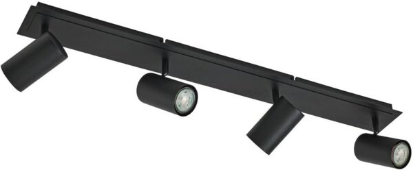 Lindby Strahler Joffrey, Modern, Stahl, Aluminium, Schwarz sand, 4 flammig, GU10, Deckenlampe