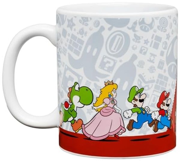 Paladone Super Mario Bros Offiziell lizenzierte Nintendo-Kaffeetasse, nostalgische Spieler-Symbol-Geschenk für Sammler von Luigi, Yoshi und Princess Peach, 300 ml