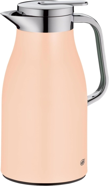 alfi SKYLINE 1,0l, pastel apricot, Edelstahl-Isolierkanne mit hygienischem Hartglaseinsatz, Drehverschluss mit bequemer Drucktaste, ergonomischer Griff, ideal als Kaffeekanne, Teekanne, BPA-frei